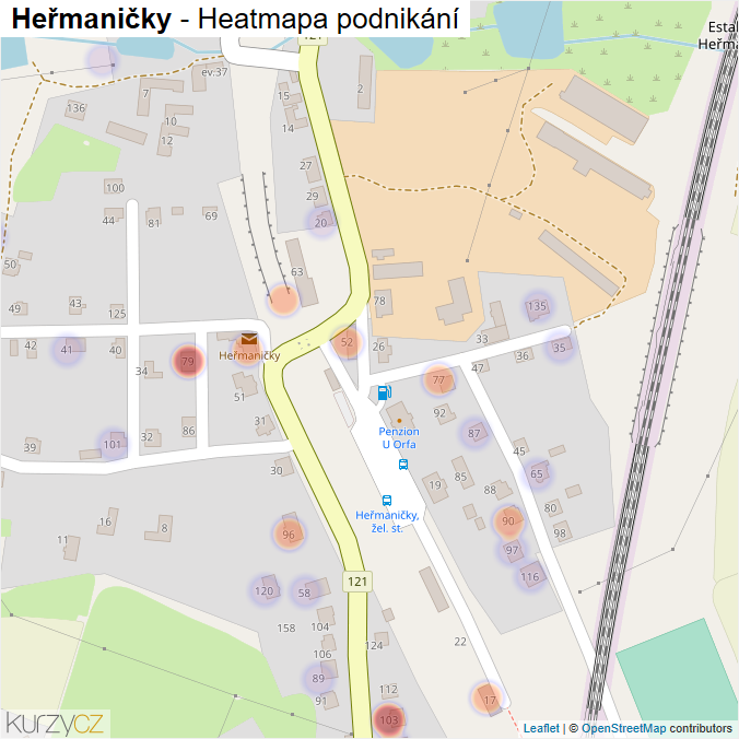 Mapa Heřmaničky - Firmy v části obce.