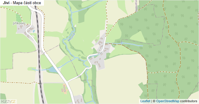Jíví - mapa části obce