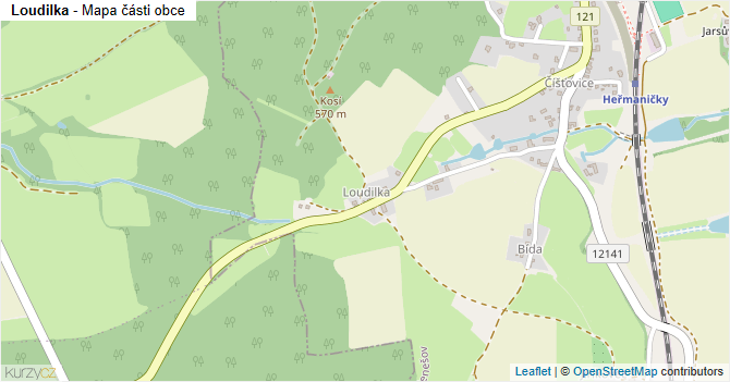 Loudilka - mapa části obce