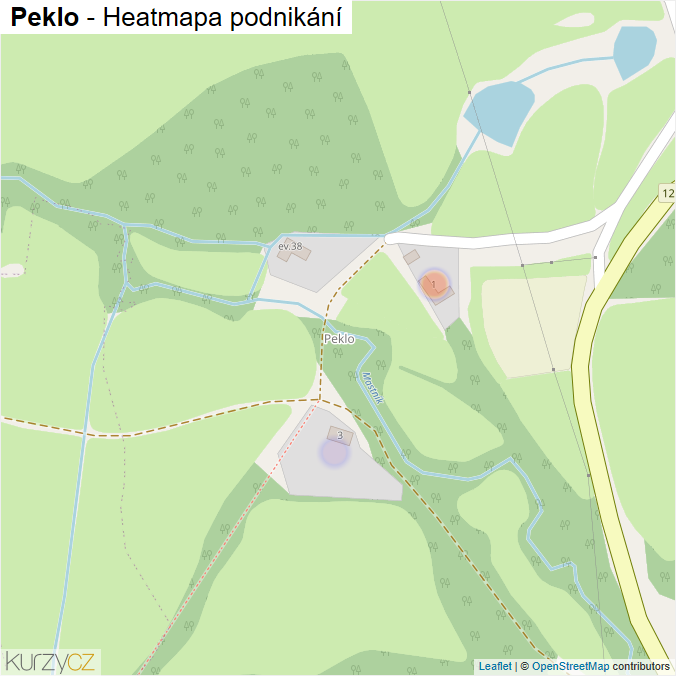Mapa Peklo - Firmy v části obce.