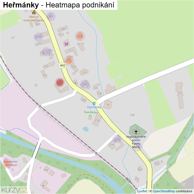Mapa Heřmánky - Firmy v části obce.