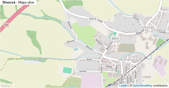 Březová - mapa ulice