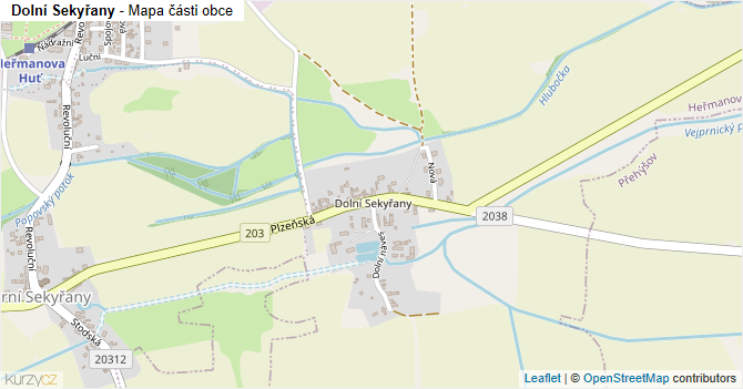 Dolní Sekyřany - mapa části obce