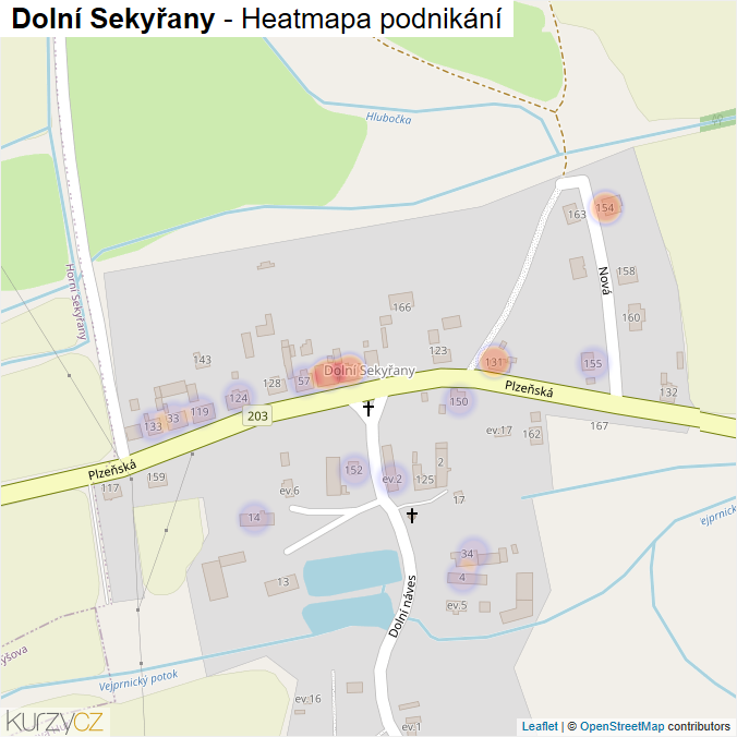 Mapa Dolní Sekyřany - Firmy v části obce.