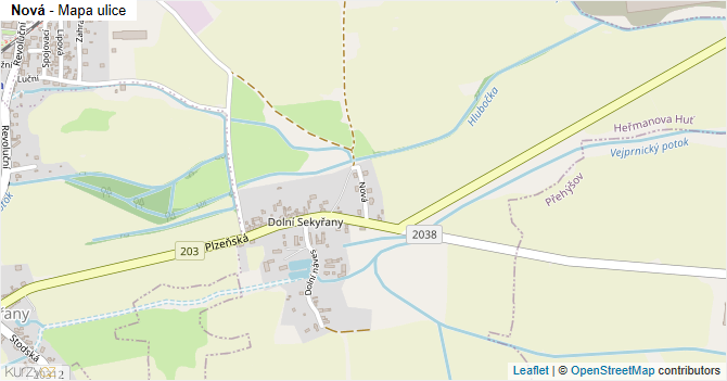 Nová - mapa ulice