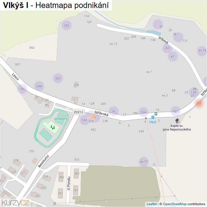 Mapa Vlkýš I - Firmy v části obce.
