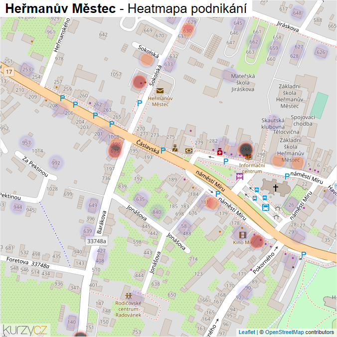 Mapa Heřmanův Městec - Firmy v obci.