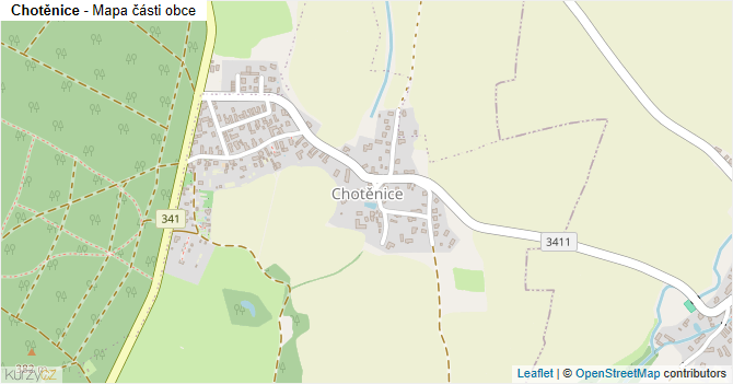 Chotěnice - mapa části obce