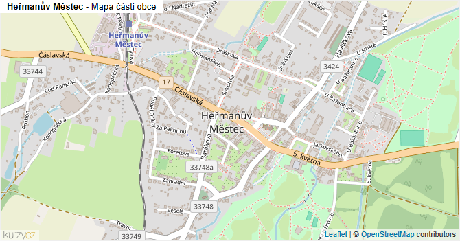 Heřmanův Městec - mapa části obce