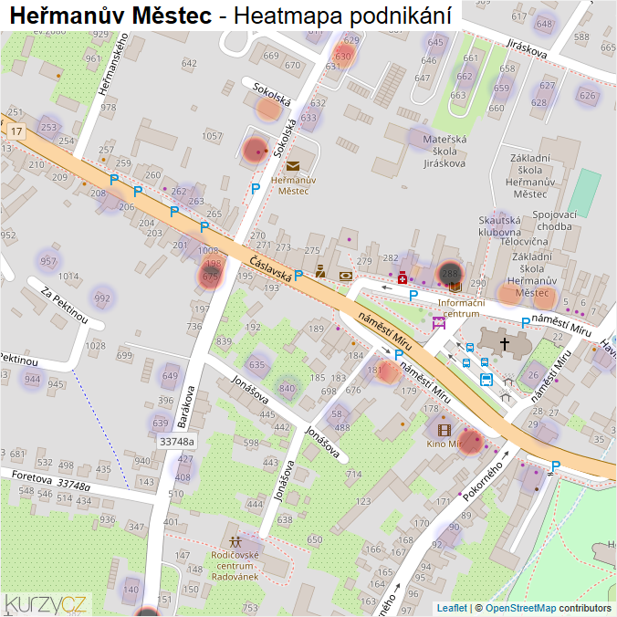 Mapa Heřmanův Městec - Firmy v části obce.
