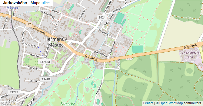 Jarkovského - mapa ulice