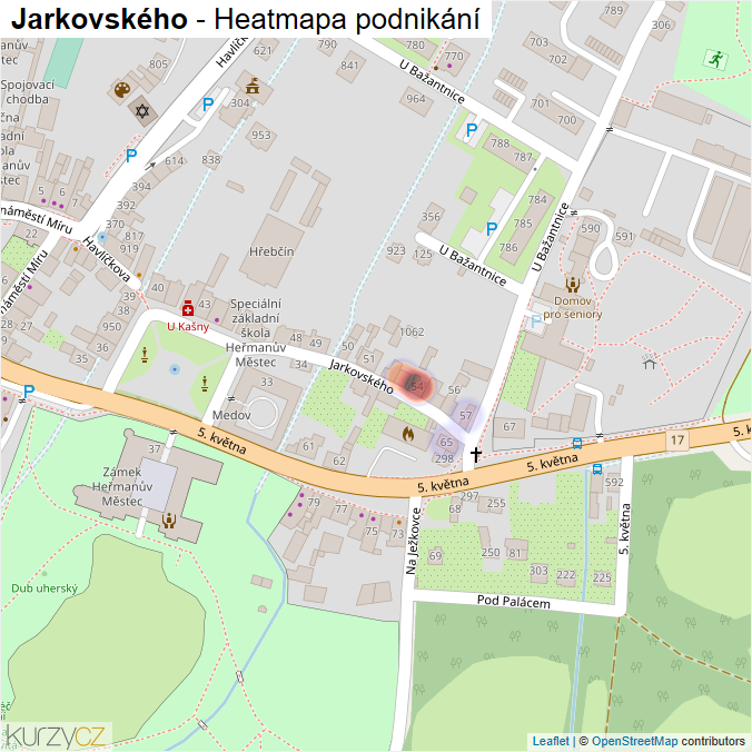 Mapa Jarkovského - Firmy v ulici.
