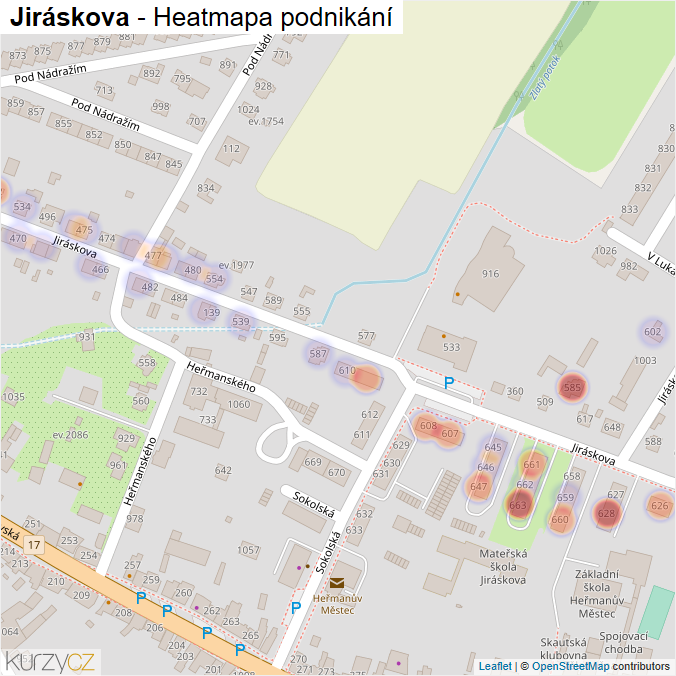 Mapa Jiráskova - Firmy v ulici.