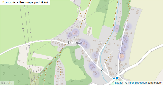 Konopáč - mapa podnikání
