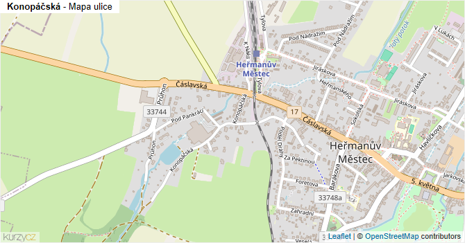 Konopáčská - mapa ulice