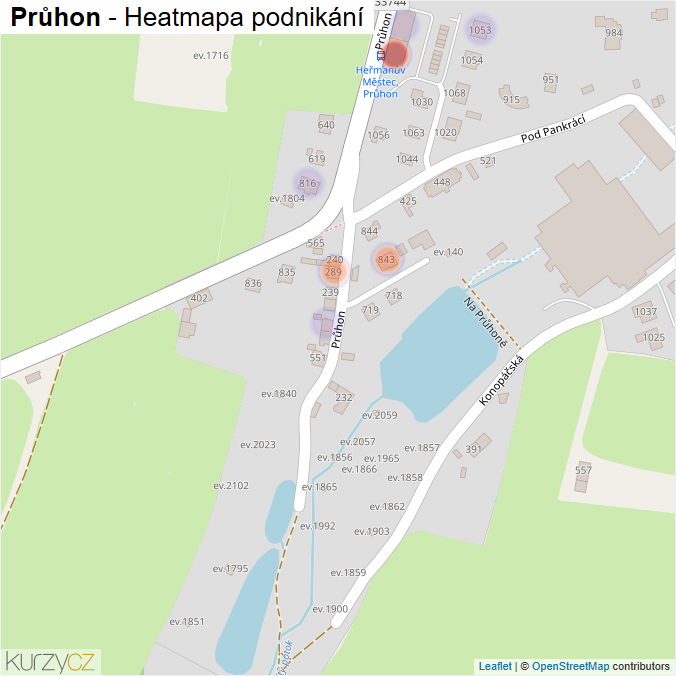 Mapa Průhon - Firmy v ulici.