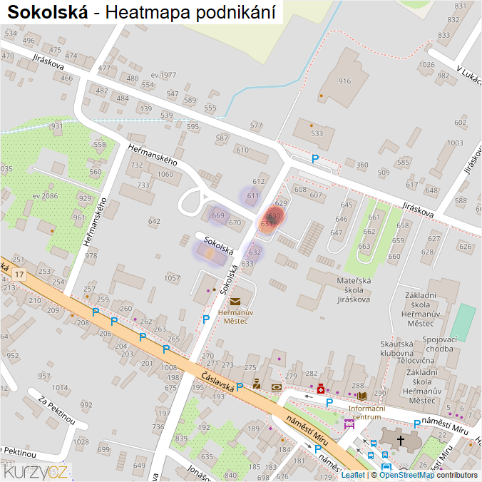 Mapa Sokolská - Firmy v ulici.