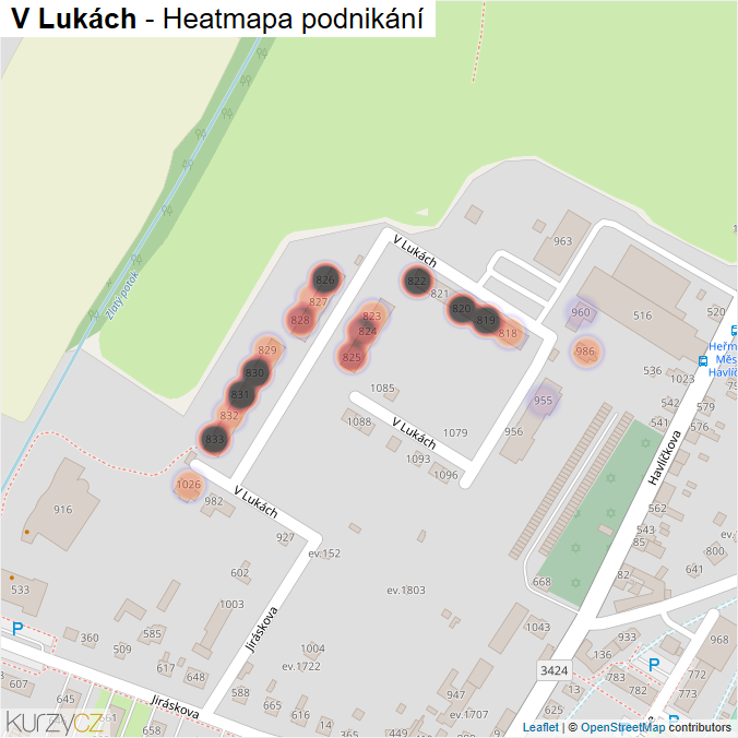 Mapa V Lukách - Firmy v ulici.