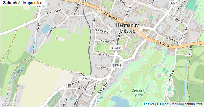 Zahradní - mapa ulice