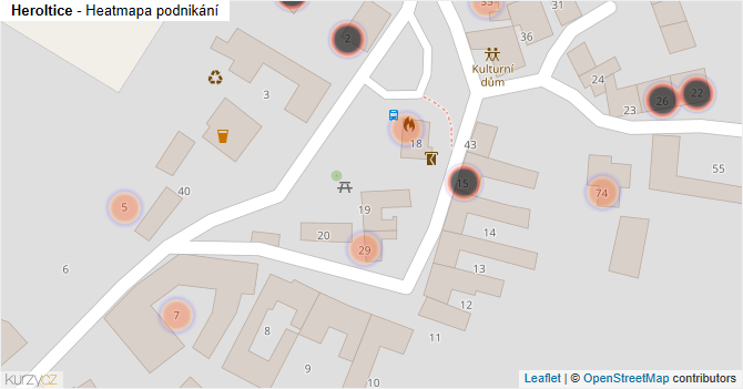 Heroltice - mapa podnikání