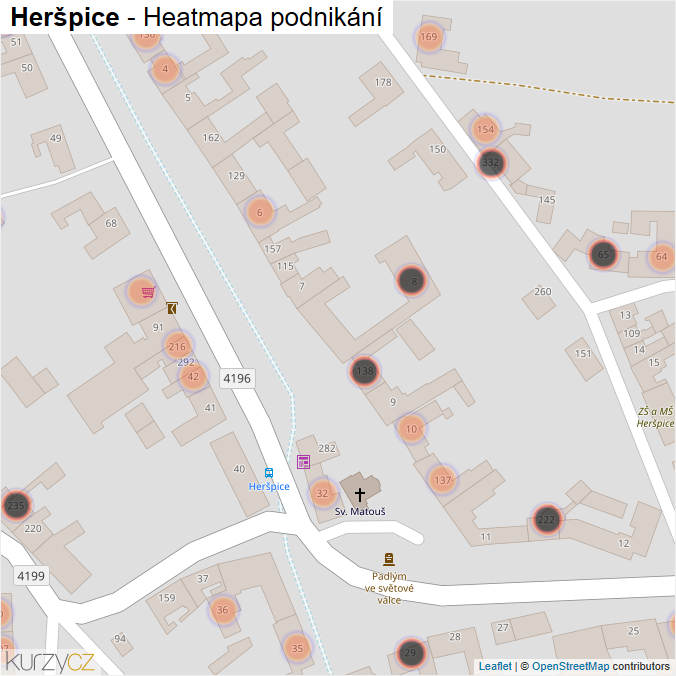 Mapa Heršpice - Firmy v obci.