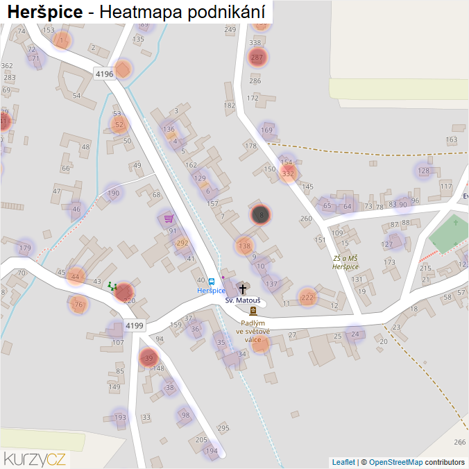 Mapa Heršpice - Firmy v části obce.