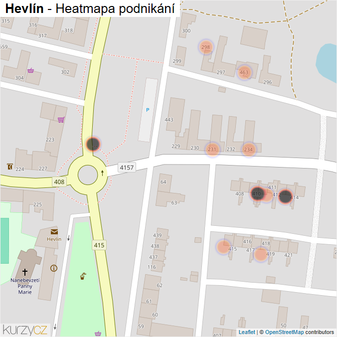 Mapa Hevlín - Firmy v obci.