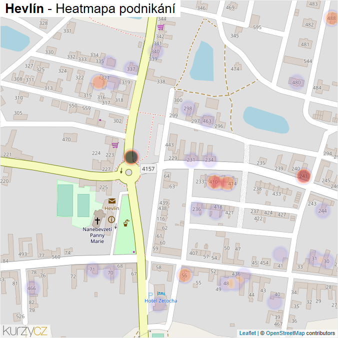 Mapa Hevlín - Firmy v části obce.