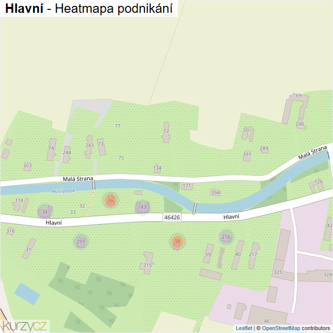 Mapa Hlavní - Firmy v ulici.