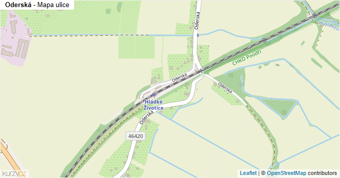 Oderská - mapa ulice