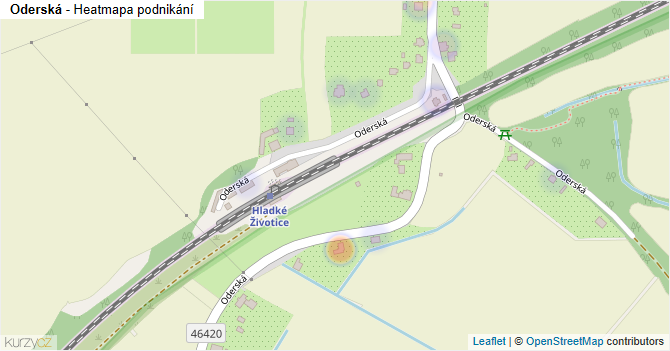 Oderská - mapa podnikání