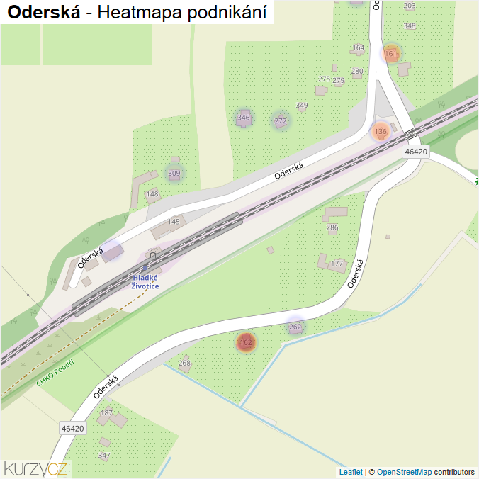 Mapa Oderská - Firmy v ulici.