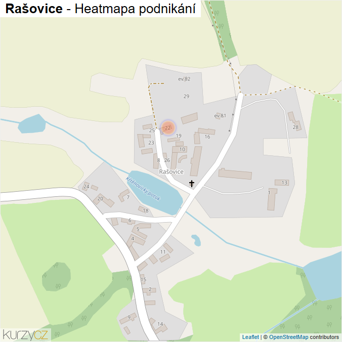 Mapa Rašovice - Firmy v části obce.