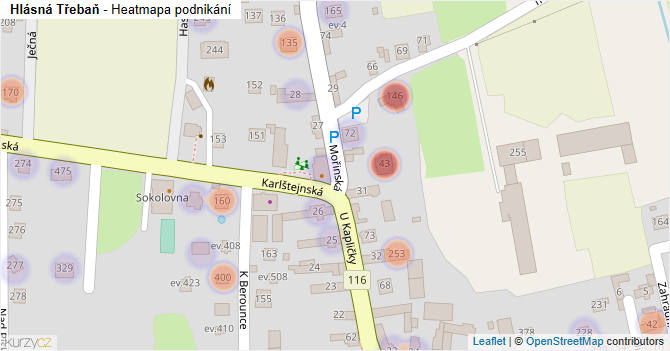 Hlásná Třebaň - mapa podnikání