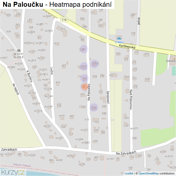 Mapa Na Paloučku - Firmy v ulici.