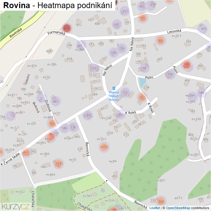 Mapa Rovina - Firmy v části obce.