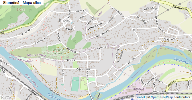 Slunečná - mapa ulice