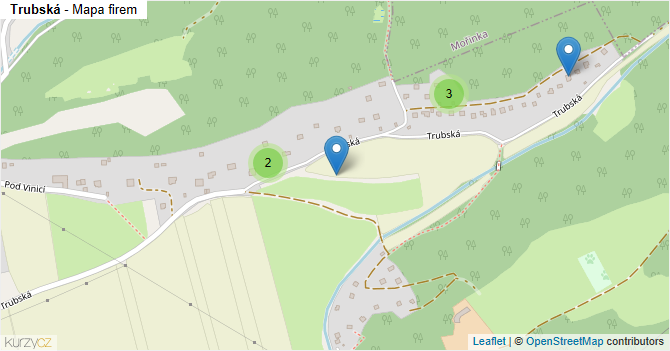 Trubská - mapa firem
