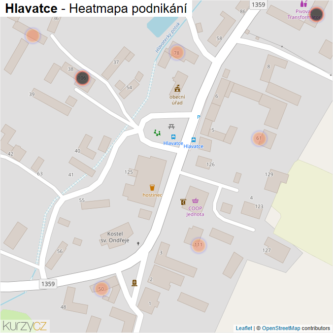 Mapa Hlavatce - Firmy v obci.