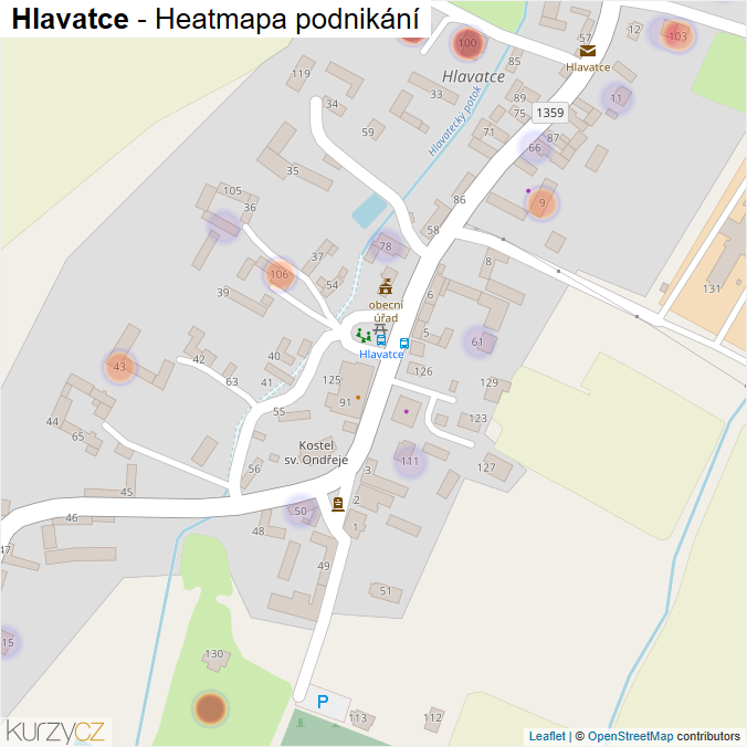 Mapa Hlavatce - Firmy v části obce.