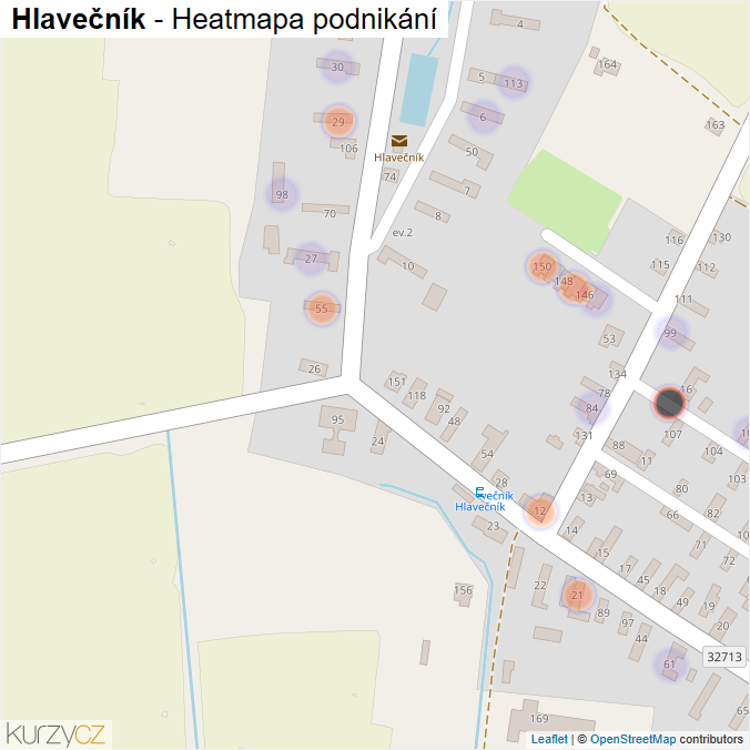Mapa Hlavečník - Firmy v části obce.