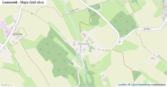 Lesnovek - mapa části obce