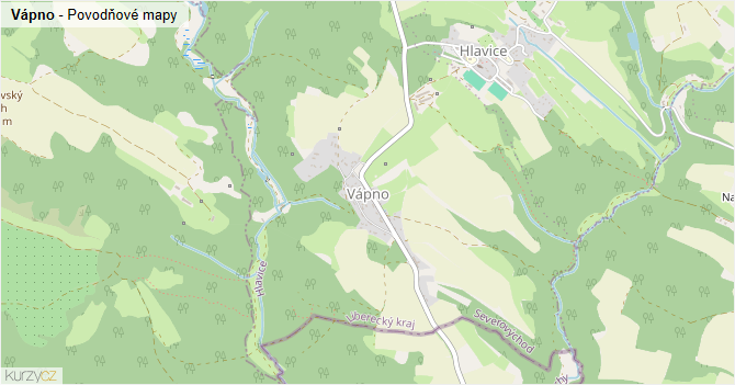 Vápno - záplavové mapy stoleté vody