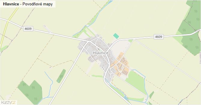 Hlavnice - záplavové mapy stoleté vody