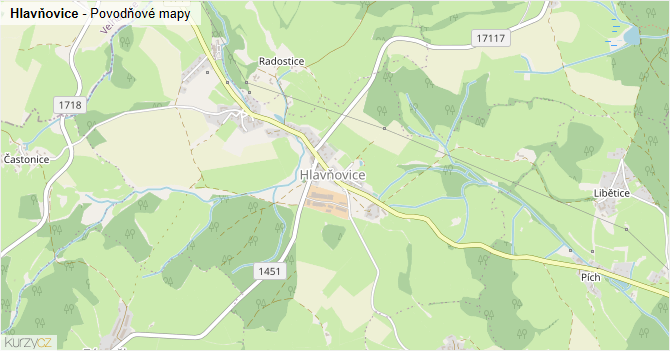 Hlavňovice - záplavové mapy stoleté vody