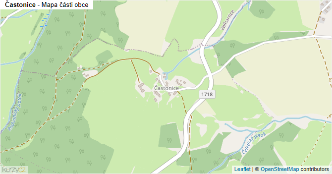 Častonice - mapa části obce