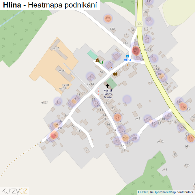 Mapa Hlína - Firmy v části obce.