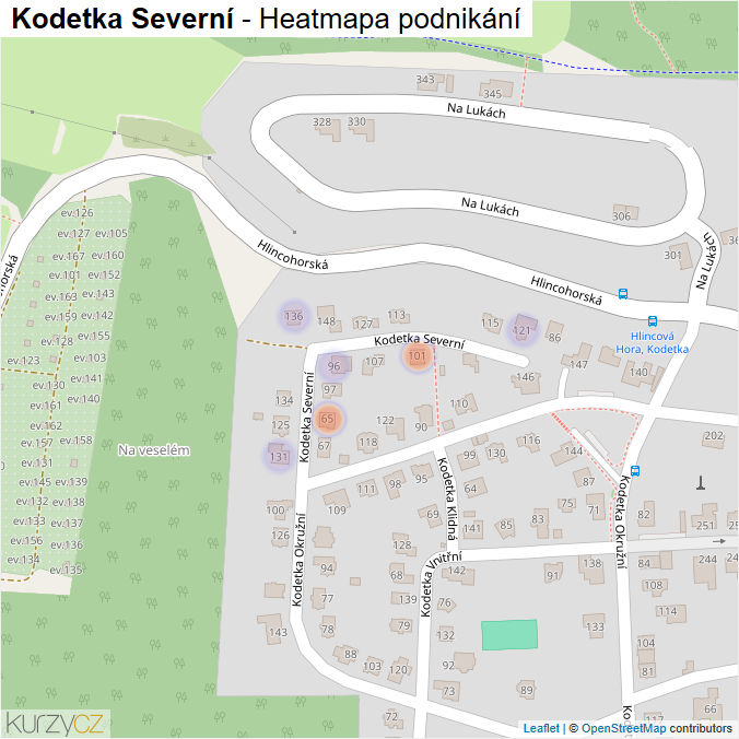 Mapa Kodetka Severní - Firmy v ulici.