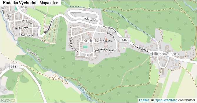 Kodetka Východní - mapa ulice