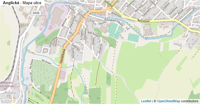 Anglická - mapa ulice